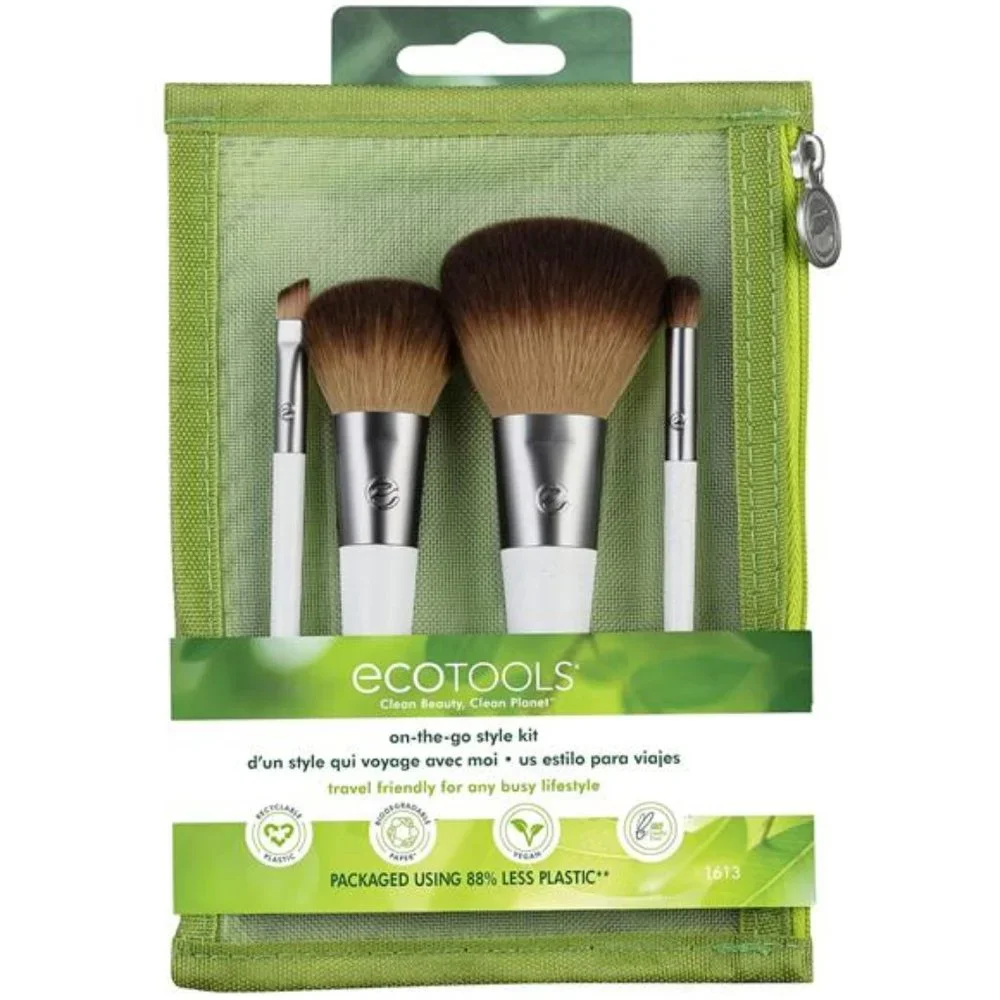 EcoTools On-The-Go Makeup Brush Kit, Travel-Friendly Brush Set